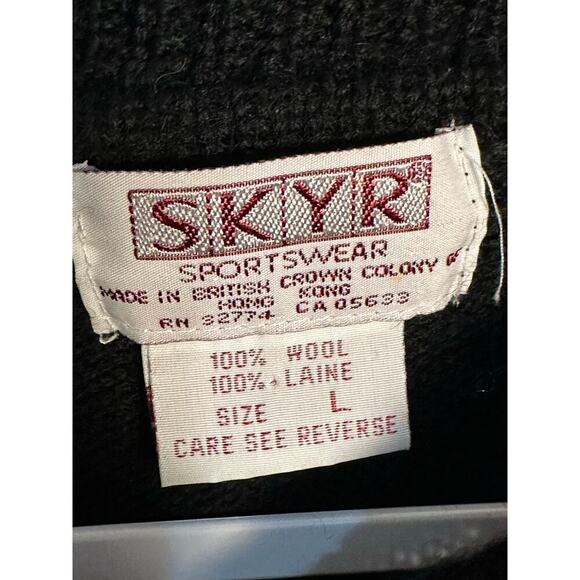 Skyr Vintage 100% Wool‎ Floral Sweater Sz L Pullover Crewneck 3D Knit 80s 90s - Picture 3 of 9